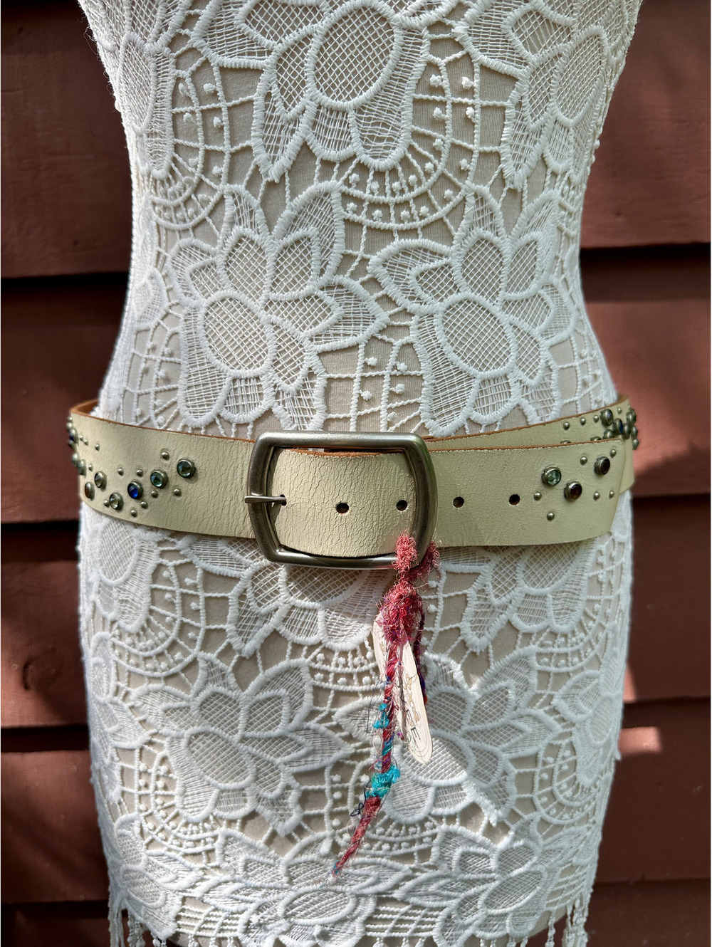 Nyovee Studded‎ Leather Belt Cream NWT
